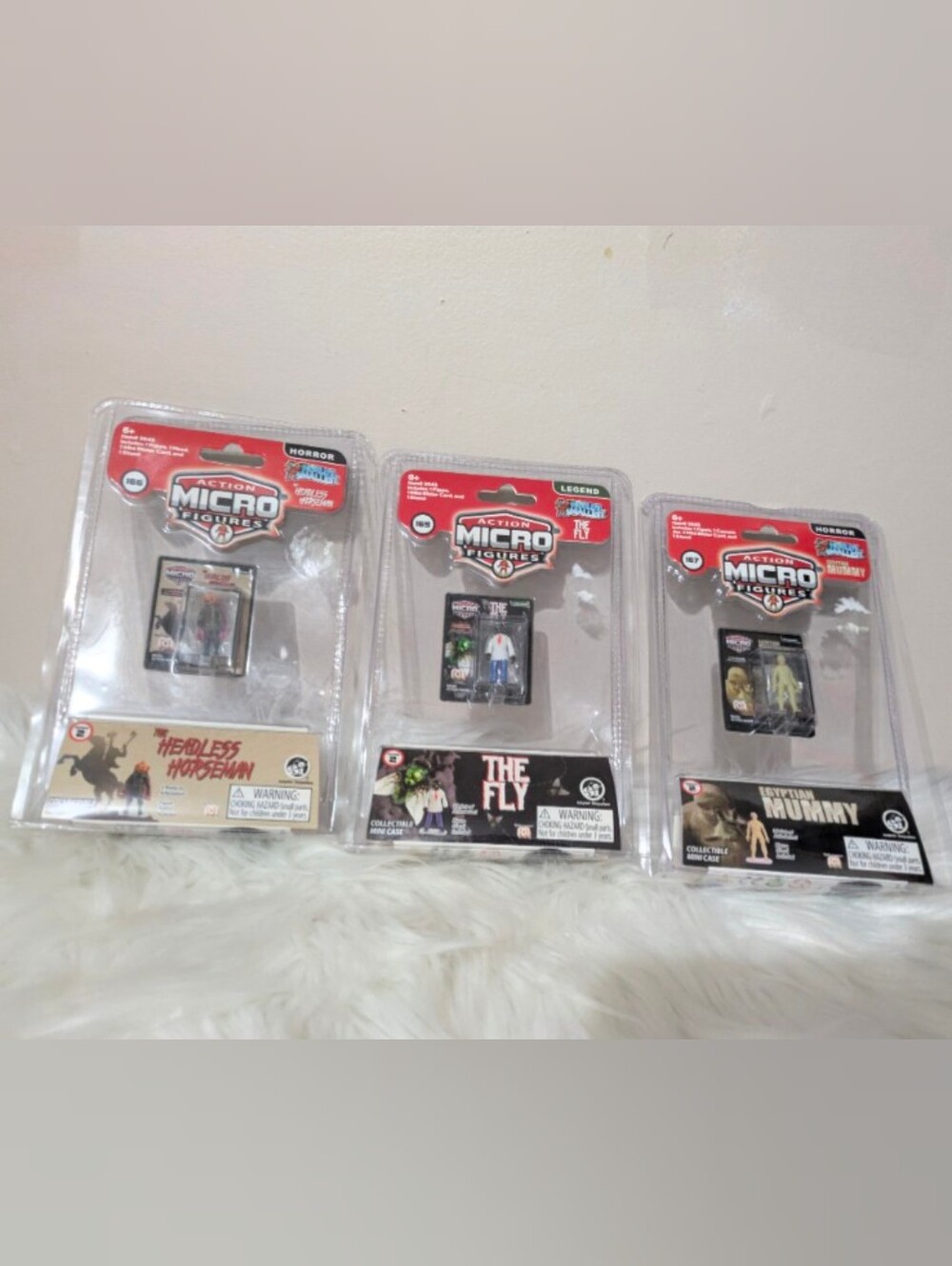 World's Smallest Micro Figures Mego Horror Series 2 Mummy Fly Pumpkin Head NEW!